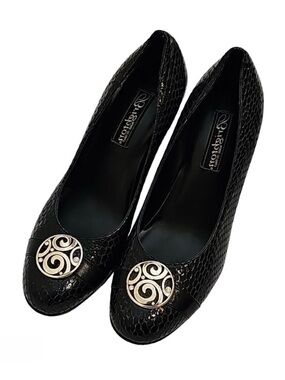 Brighton Blaze Black Snake Embossed Heels